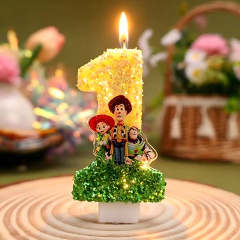 Cute Cartoon T-O-Y Story Digital Candle Numbers 0-9 Kids Birthday Cake Decoration Cartoon…