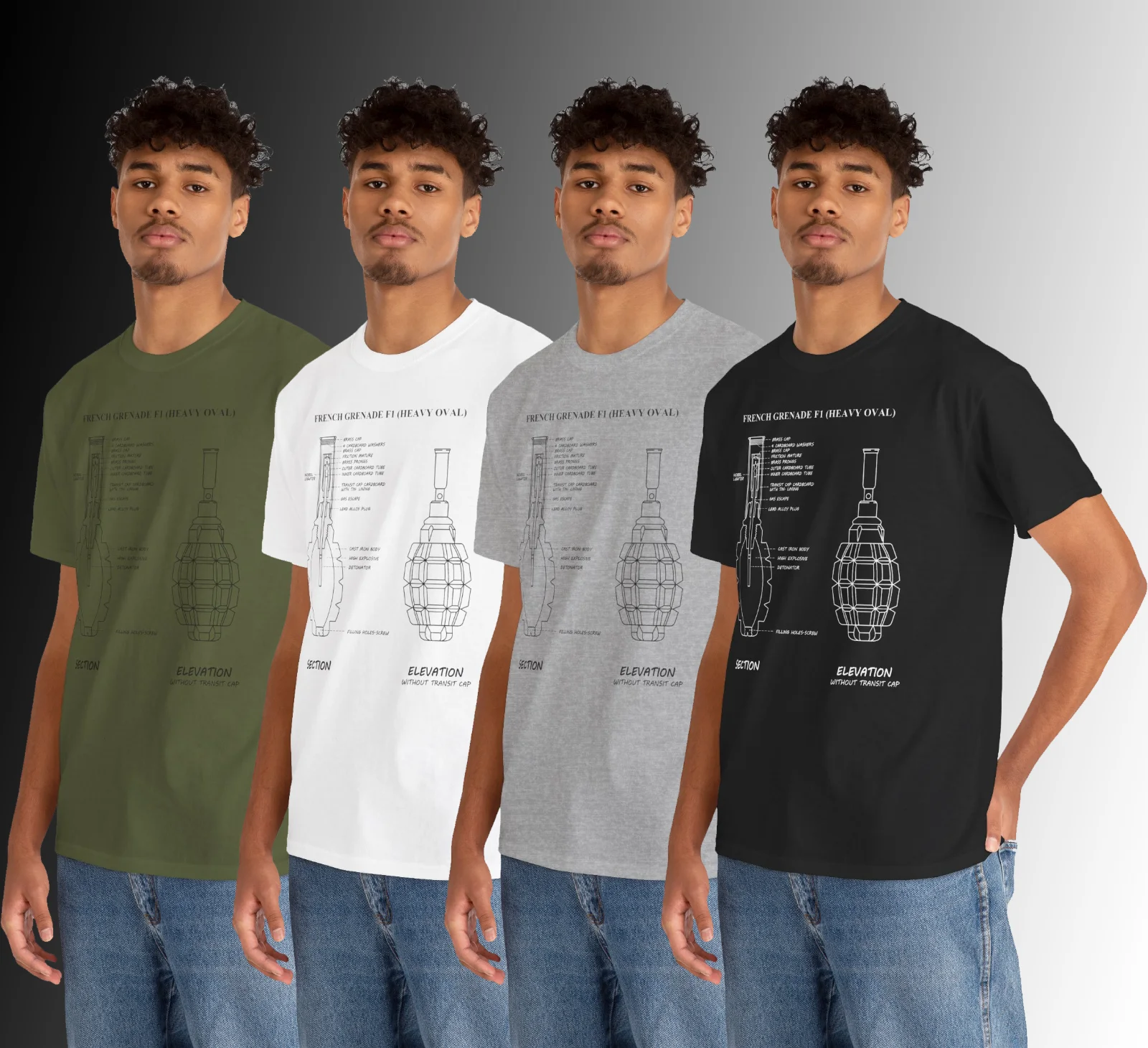 

F1 Grenade WW1 French Hand Grenade Tshirt Short Sleeve Casual 100% Cotton Shirts