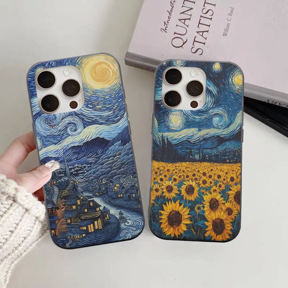 

Van Gogh Starry Sky Phone Case For IPhone 17 16 15 14 Plus 13 12 11 Pro Max Pro Wave Corrugated Cover