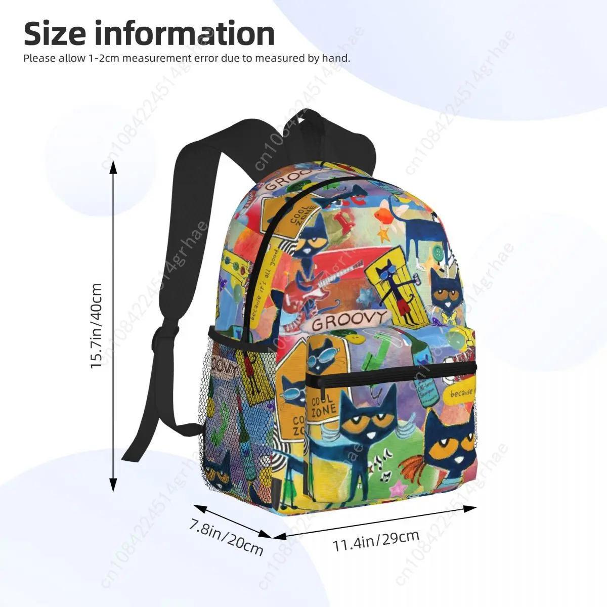 Custom Bag Pete The Cat Student Backpack School Bag Hiking Travel Daypack For Boys Girls Fashion Bookbag Shoulder Bags