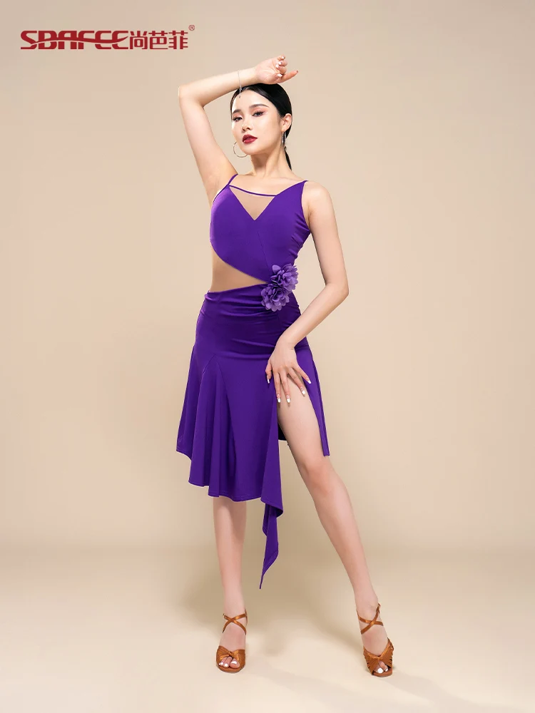 

Latin Female Suspender Performance Adult High-end Dance Practice Dress Summer