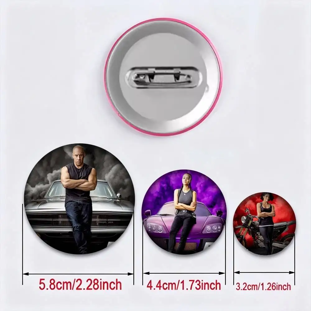 Adventure movie F-Fast F-Furious 25 32 44 58 75mm Badges Personalized Round Brooches Pins Accessory Gift