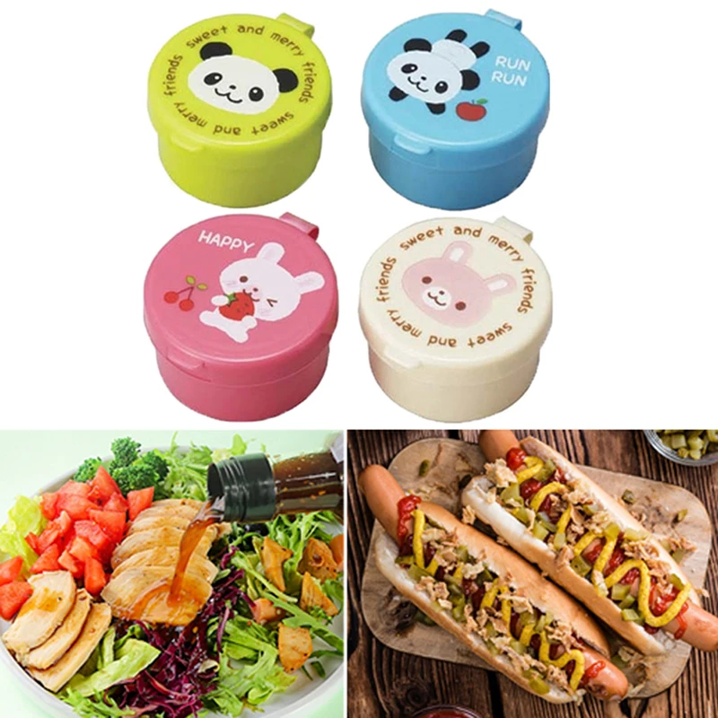3/4Pcs Condiment Squeeze Bottle Salad Dressing Ketchup Squeeze Jar Container Plastic Portable Lunch Box
