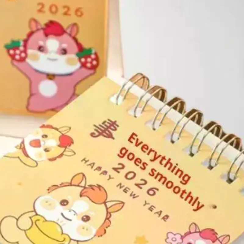 

2026 Year Of The Horse Mini Calendars Creative Desk Portable Travel Calendars Cute Pony Pattern Calendar Desktop Decor Ornaments