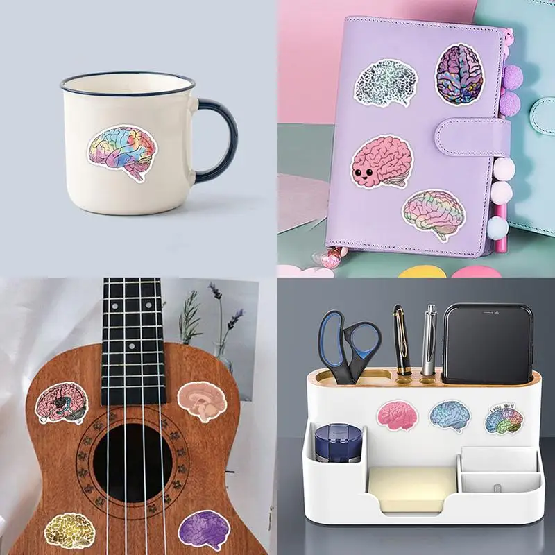 Brain Decals-pegatinas creativas impermeables, pegatinas estéticas para álbum de recortes, portátil, monopatín, botellas de agua, ordenador y teléfono, 110 piezas