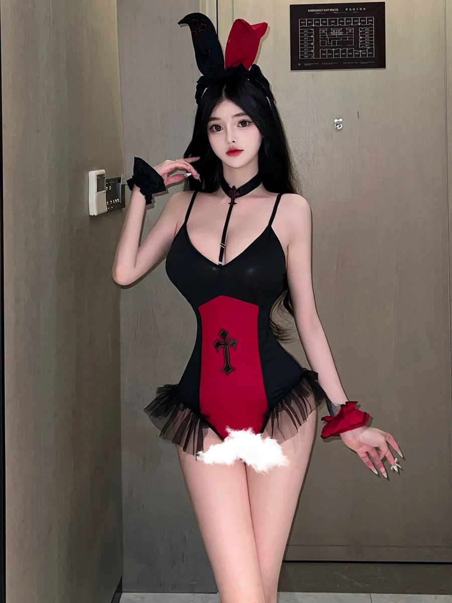 

Сексуальный костюм ведьмы и кролика для девочек на Хэллоуин, комплект костюмов для выступления на сцене, цельный костюм с разрезом, брюки-карандаш с низкой талией, ort Length