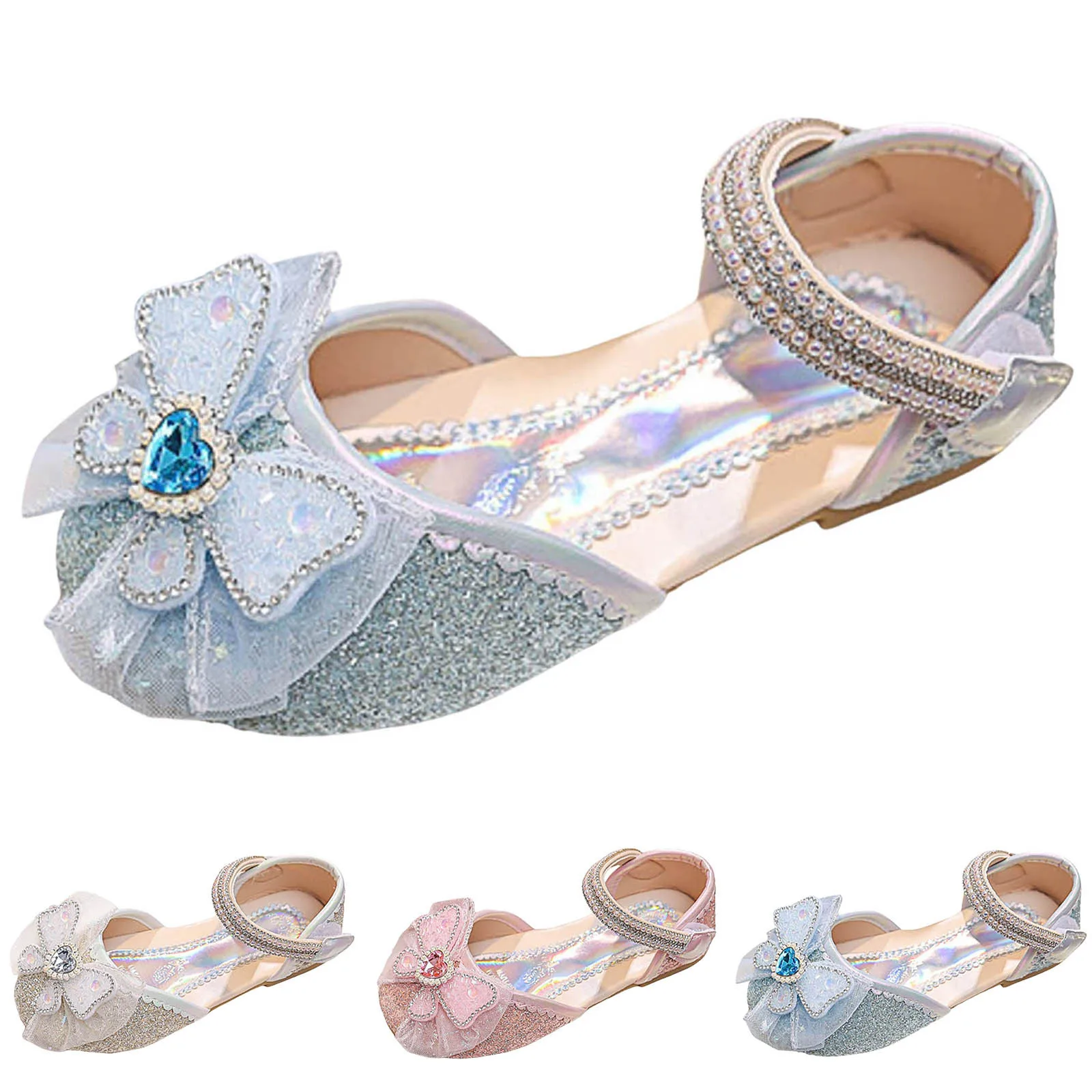 

Sandals for Girls Size 3 Girls Sandals Fashion New Pattern Cute Bow Decoration Love Bright Diamond Toddler Slipper Girl