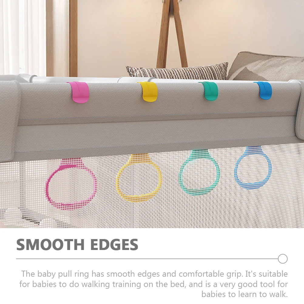 

8pcs Baby Standing Safety Ring Portable Toddler Walk Training Pull Rings Blue Red Yellow Green Foldable Child Gym Silicone