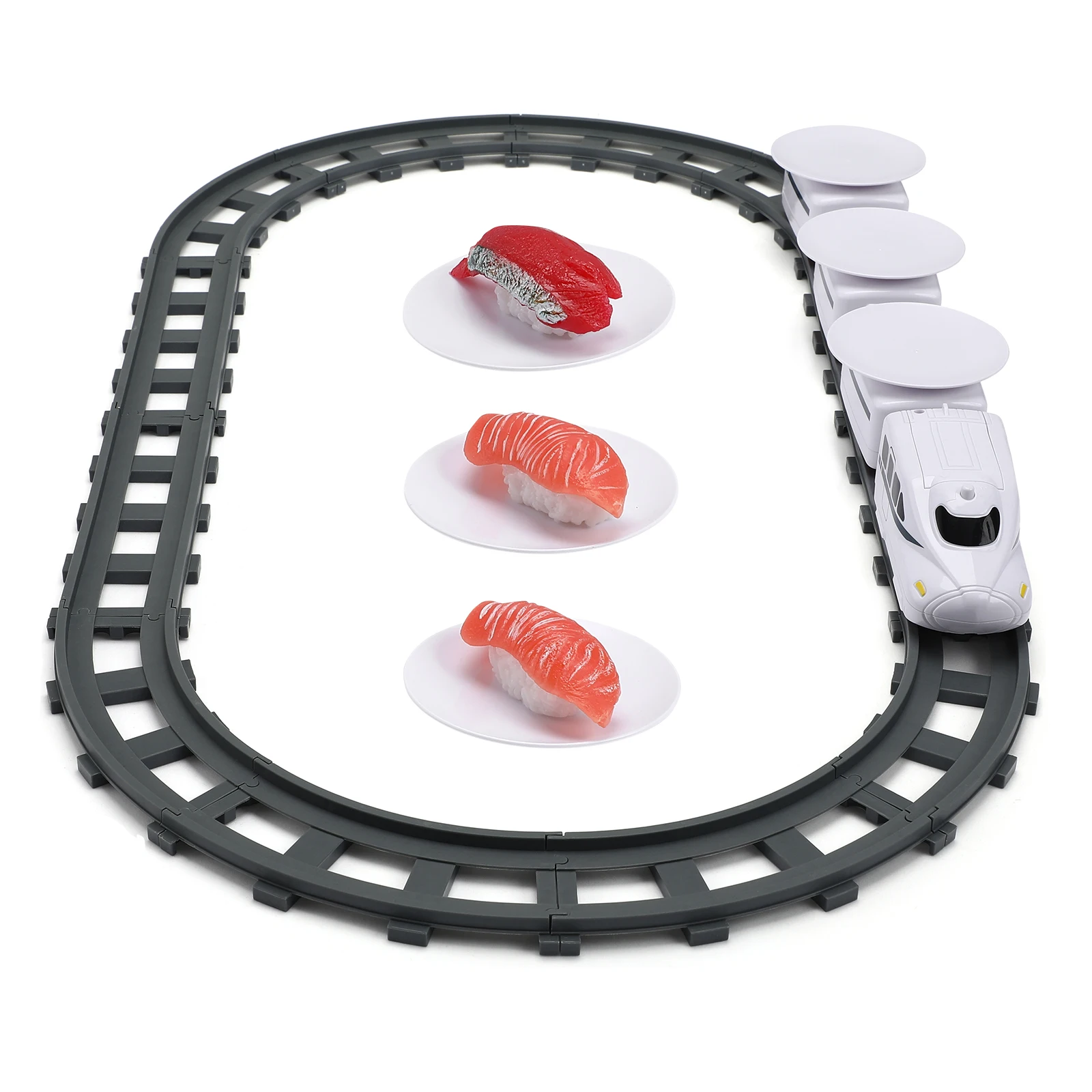 Electric Train Conveyor Belt Rotary Sushi Toy Pretend Play Revolving Rail Car Simulation Model Toys For Kids Gift