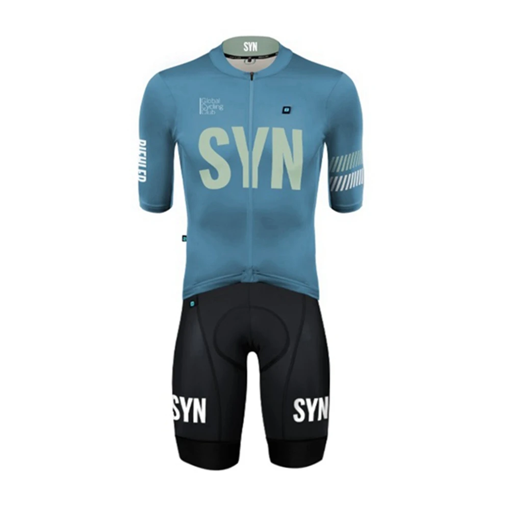 SYN Men's cycling sportswear summer set breathable sweat wicking short sleevecycling Jersey and high-quality Bib shorts