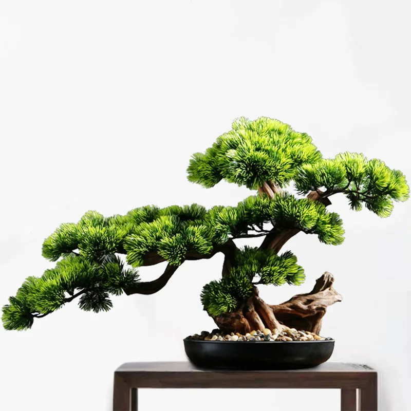 

TLL Artificial Greeting Pine Bonsai Green Plant Arborvitae Pine Fake Trees Landscape