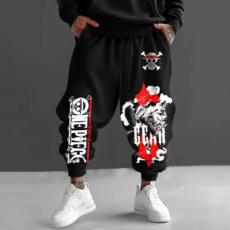

ONE PIECE Luffy Sauron 2525, новые популярные японские классические анимационные хлопковые свободные брюки, осенние мужские спортивные леггинсы