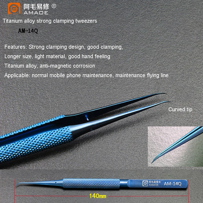 Amaoe Tweezers Forsep Presisi Baja Sidik Jari Garis Terbang Aloi Titanium untuk Perbaikan Lonjakan Kabel Motherboard Ponsel