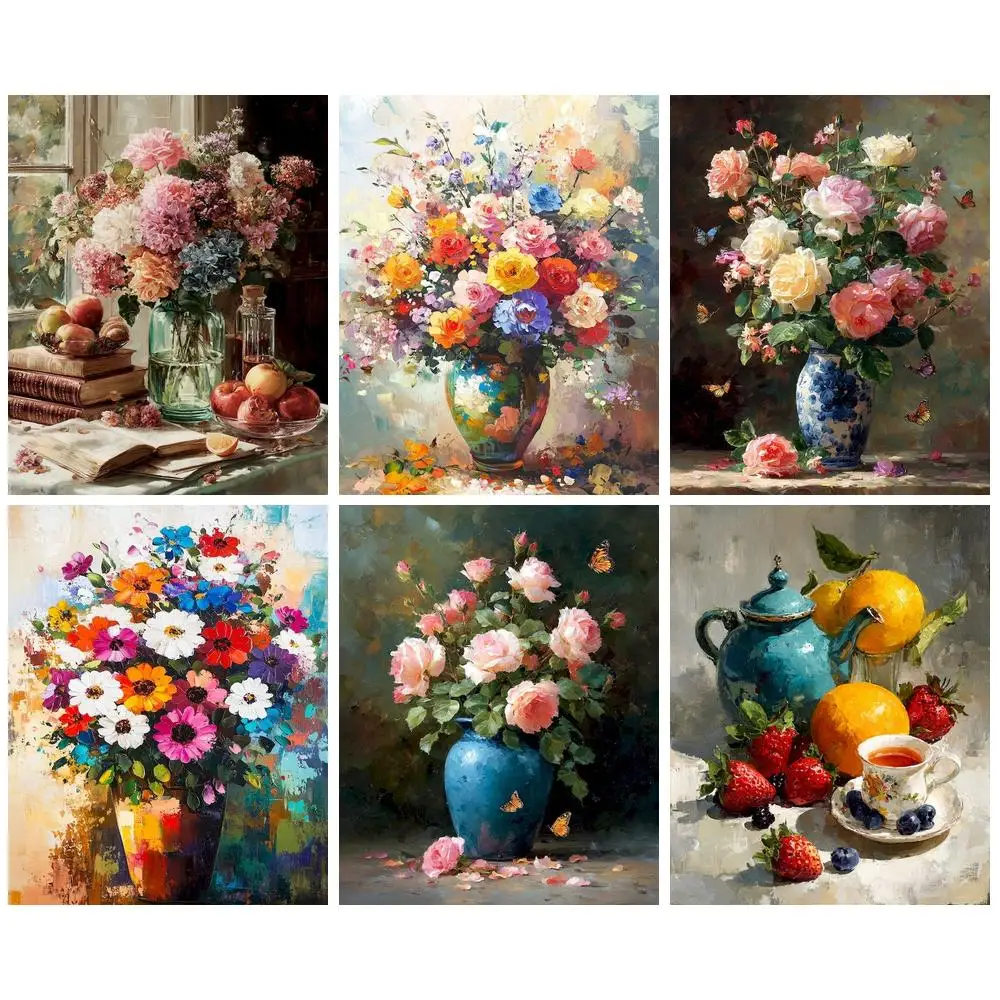 

GATYZTORY 60x75cm DIY Painting By Numbers Flowers Picture Coloring Zero Basis HandPainted Oil Painting Home Decor Unique Gift