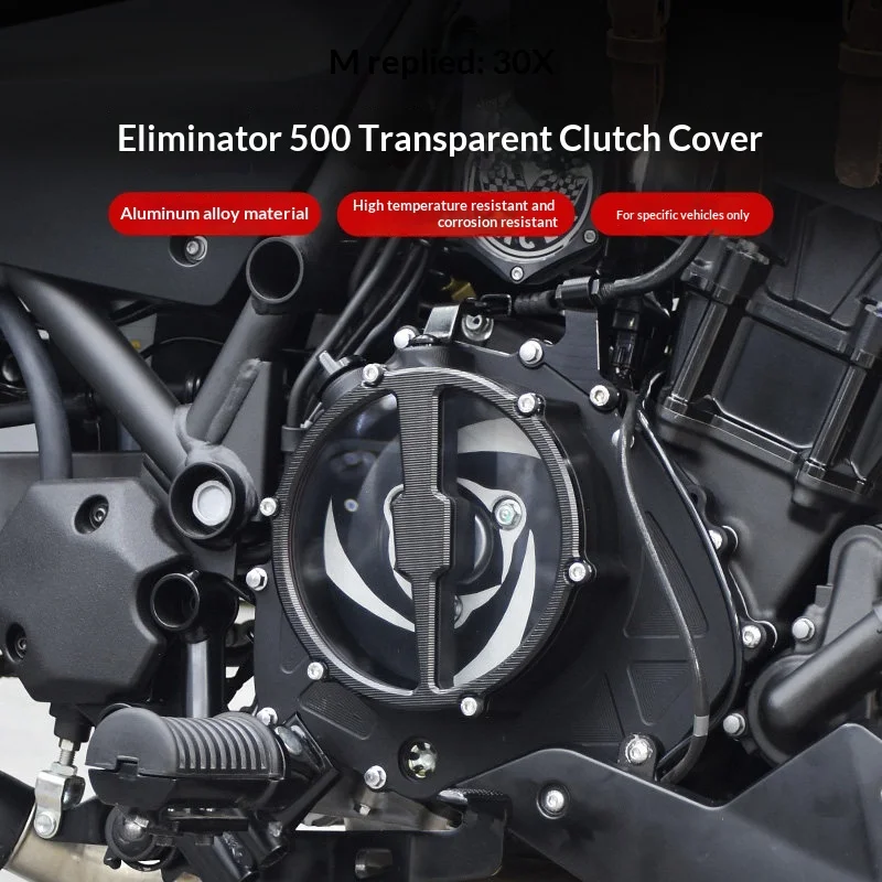 【Premium】For Kawasaki Eliminator 500 Modified Transparent Clutch Cover – Vintage-style Engine Side Cover Accessory