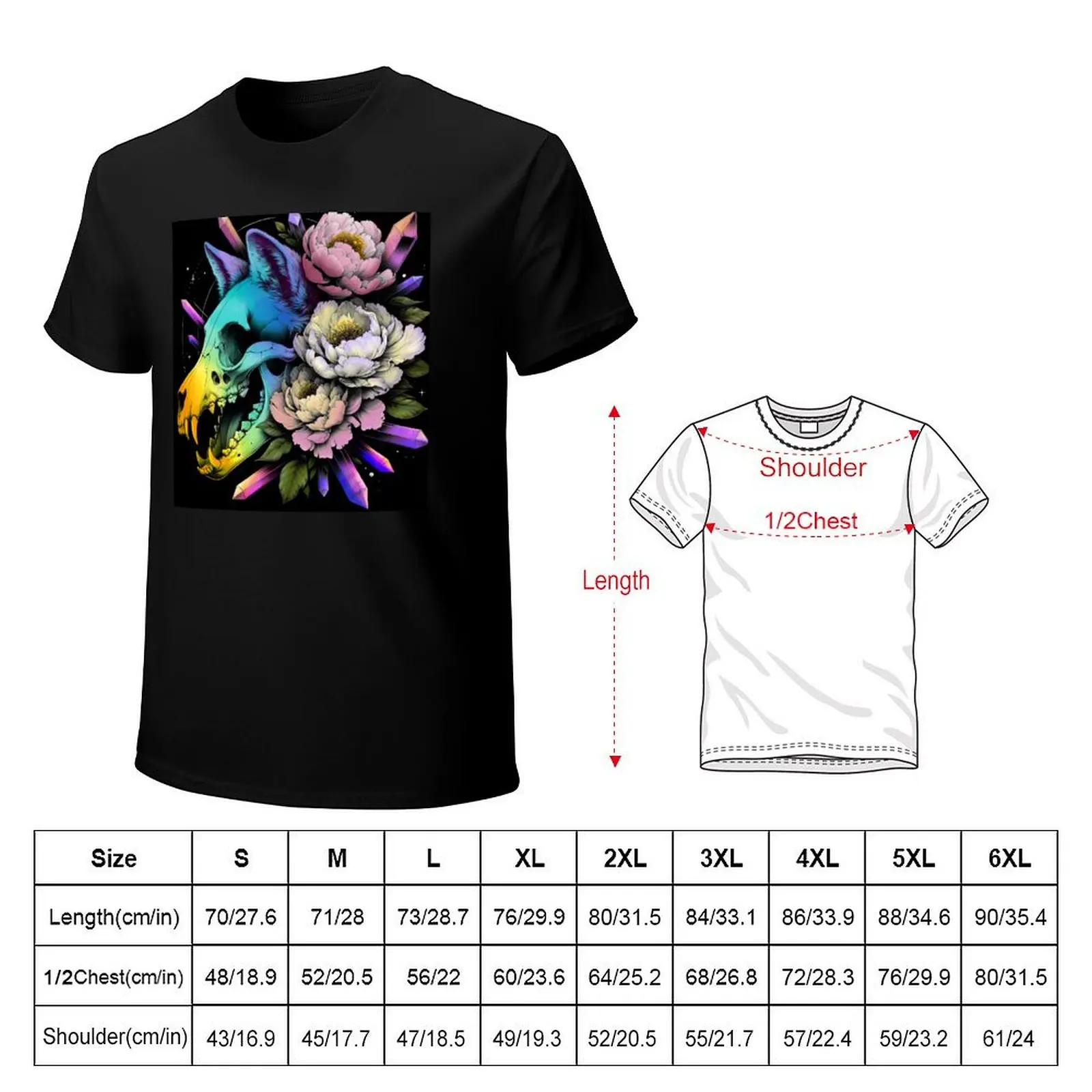 Peony Crystal Wolf Skull T-Shirt plus size clothes tops plus sizes mens designer t shirt