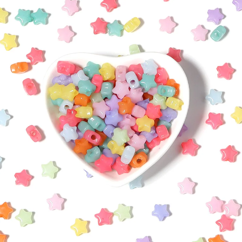 20-500pcs/lot Star Heart Round Square Acrylic Beads Jelly Color Loose Beads For Jewelry Making DIY Bracelet Necklace Supplies