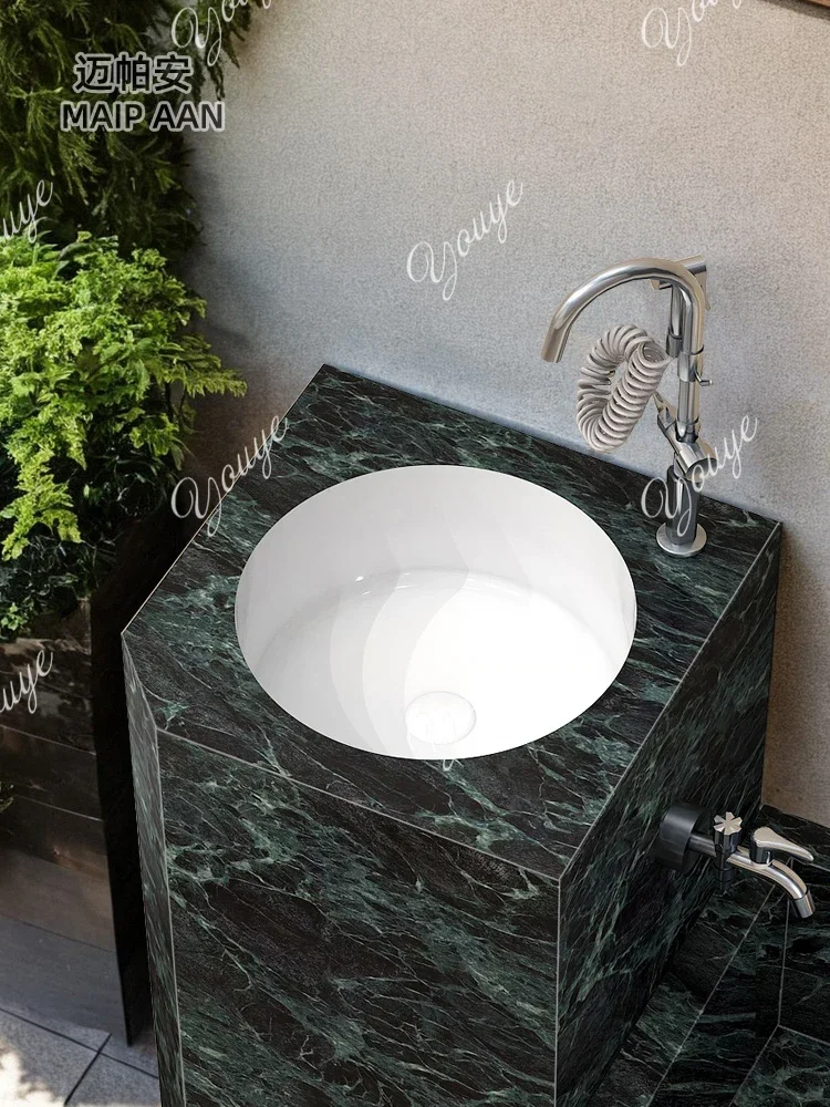 V Garden wash basin outdoor rock slab hexagonal beveled column basin garden modern basin outdoor slot