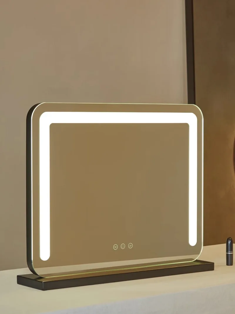 

Makeup Mirror Table Type Led with Light Dressing Up Light Ins Wind Desktop Charging Home Large Beauty Mirror