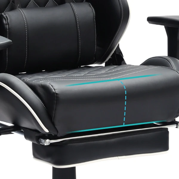 Heavy Duty Gaming Chair with Footrest and MassageHigh Back Racing Computer Chair with Adjustable Linked Armrest, PU Leather