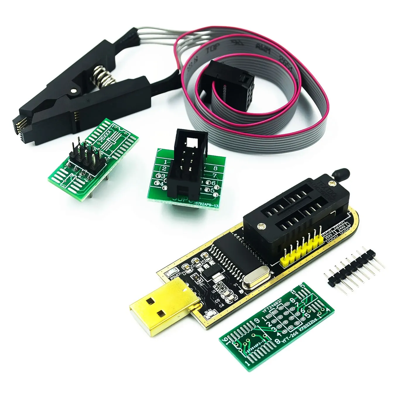 SOIC8 SOP8 Test Clip For EEPROM 93CXX / 25CXX / 24CXX + CH341 24 25 Series EEPROM Flash BIOS USB Programmer Module