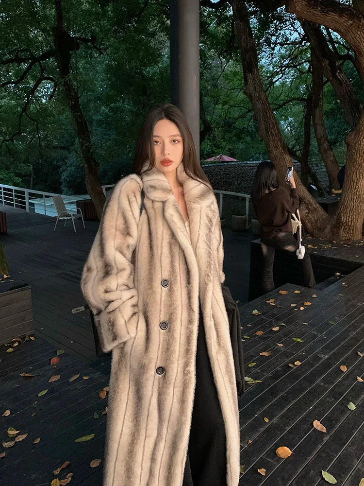 2023 Winter Clothes New High-End Thickening Fur Coat Light Luxury Fur Integrated Loose Long Sleeve Elegant Long Furry Jackets