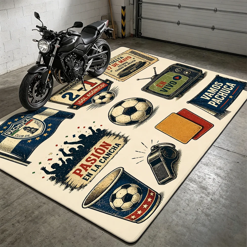

Vintage Pachuca Soccer Themed Collage Non-slip Washable Floor Mat for Motorcycle Area Prayer Room Darts Game Bedroom Home Decor