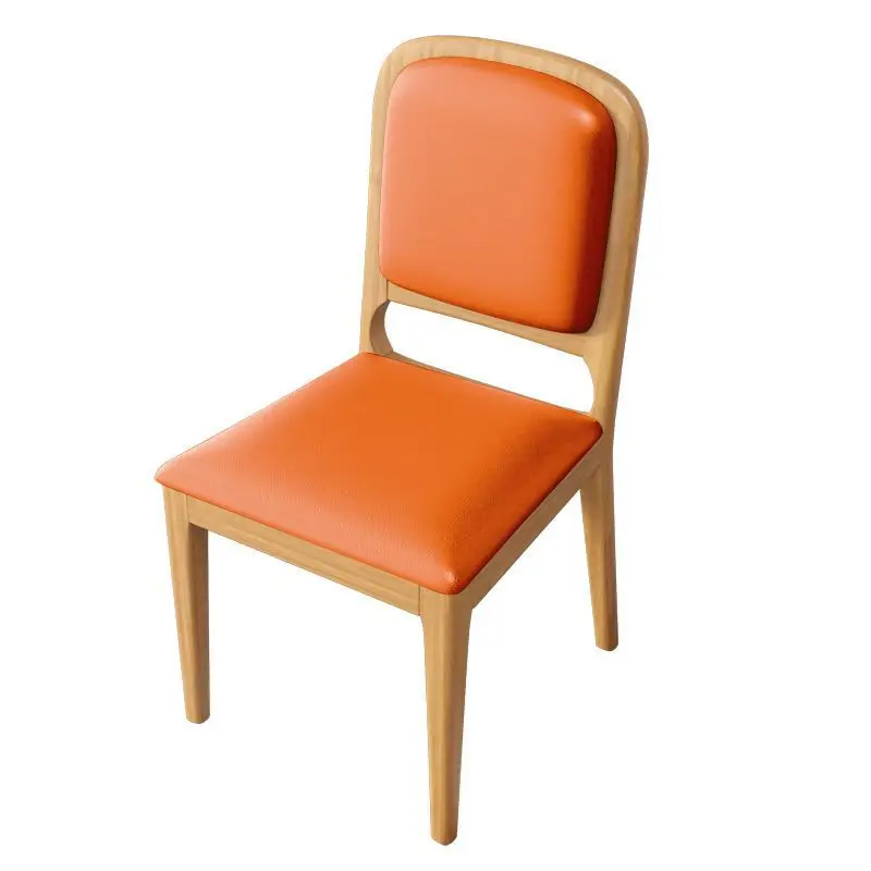 

Household modern simple solid wood chair, leather soft bag light luxury stool