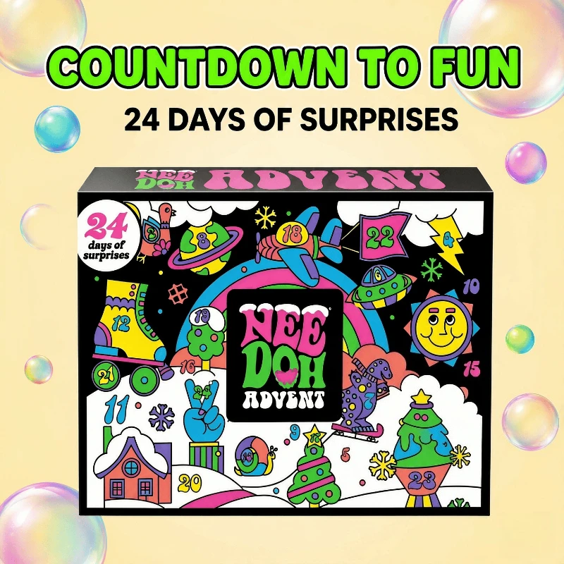 2026 NeeDoh Christmas Advent Calendar 3D PVC Fidget Doll Surprise Box Stress Relief Toy New Year Xmas Holiday
