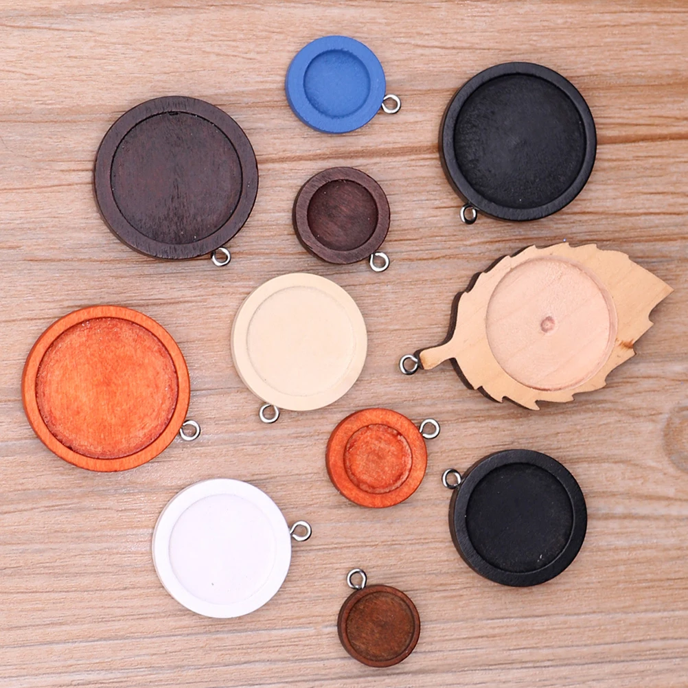 

30 pcs Gem Wood Bottom Support Pendant Tray Accessories for Necklace Making Jewelry Charms Crafting Bamboo Durable Gift Keychain