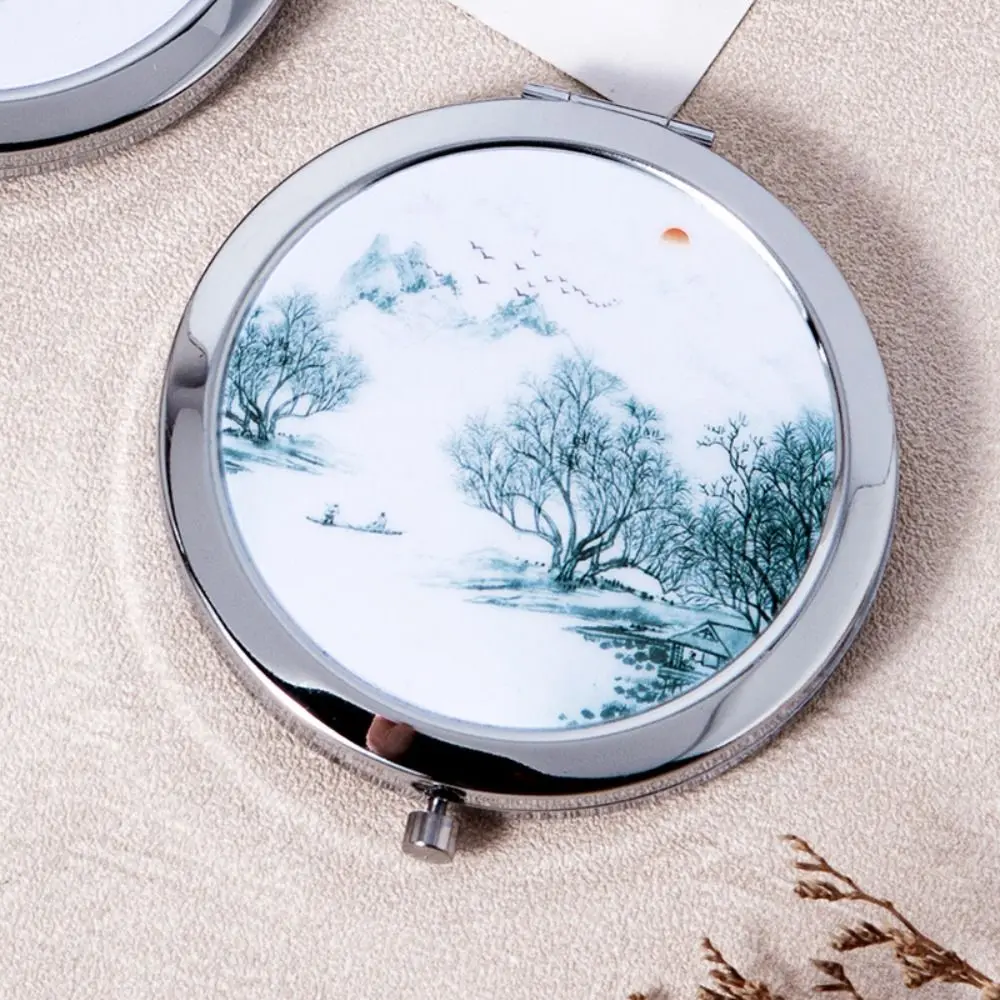 Creative Metal Compact Mirror Chinese Ancient Style Pocket Size Portable Mirror Cute Folding Mini Mirror Students