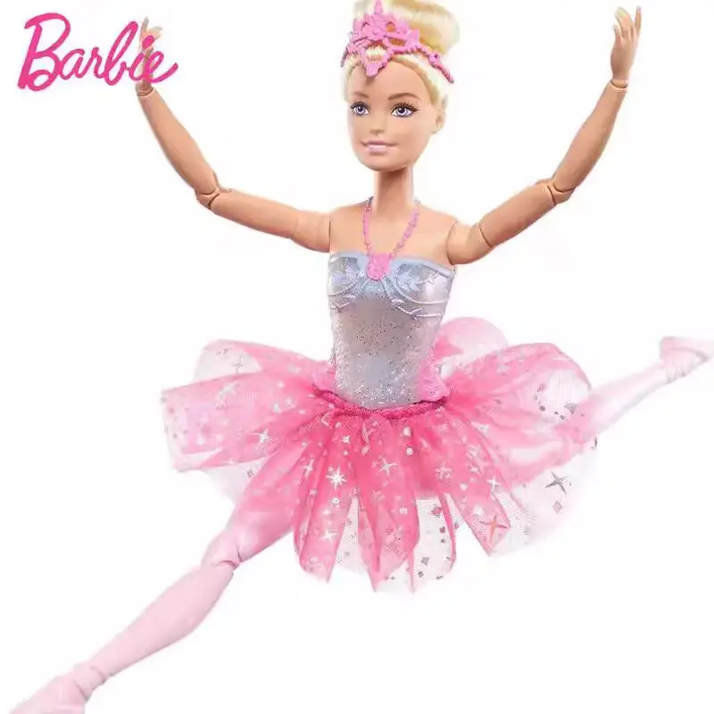 Barbie Dromerige sprankelende Barbie Prima Ballerina-poppenset met kleurrijke verlichting voor meisjes Elegant podiumrollenspel Verjaardagscadeau