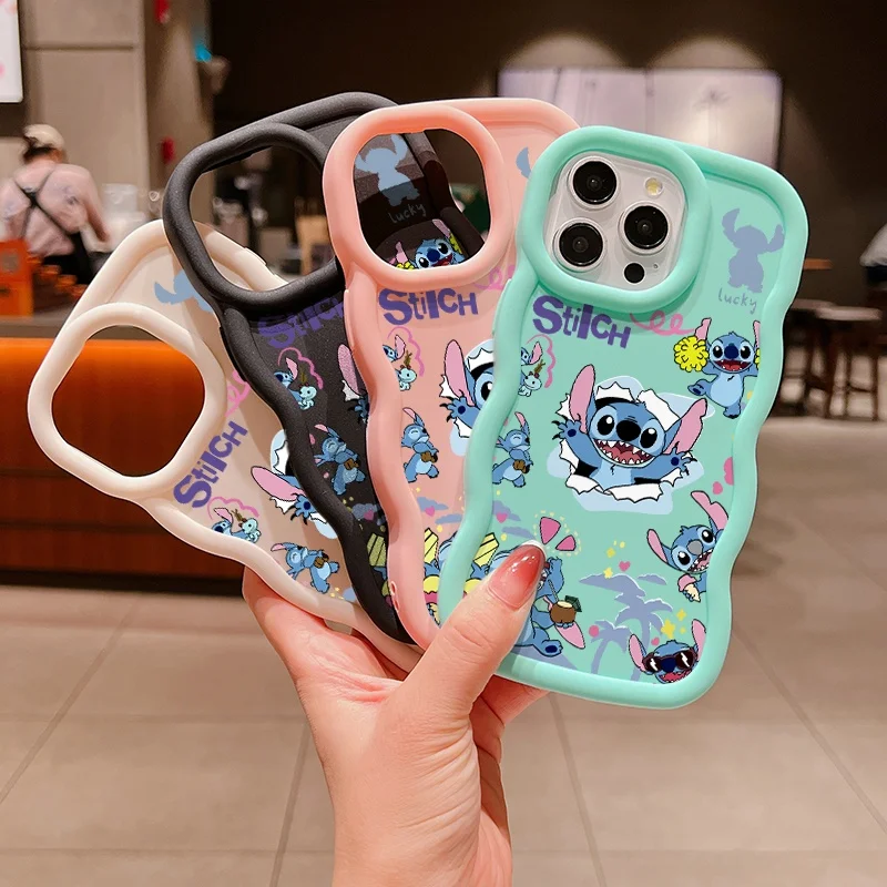 لطيف الرقص غرزة جراب هاتف آيفون 16 17 14 15 13 12 11 برو ماكس زائد لينة سيليكون موجة الجانب الكرتون لون الحلوى غطاء #3