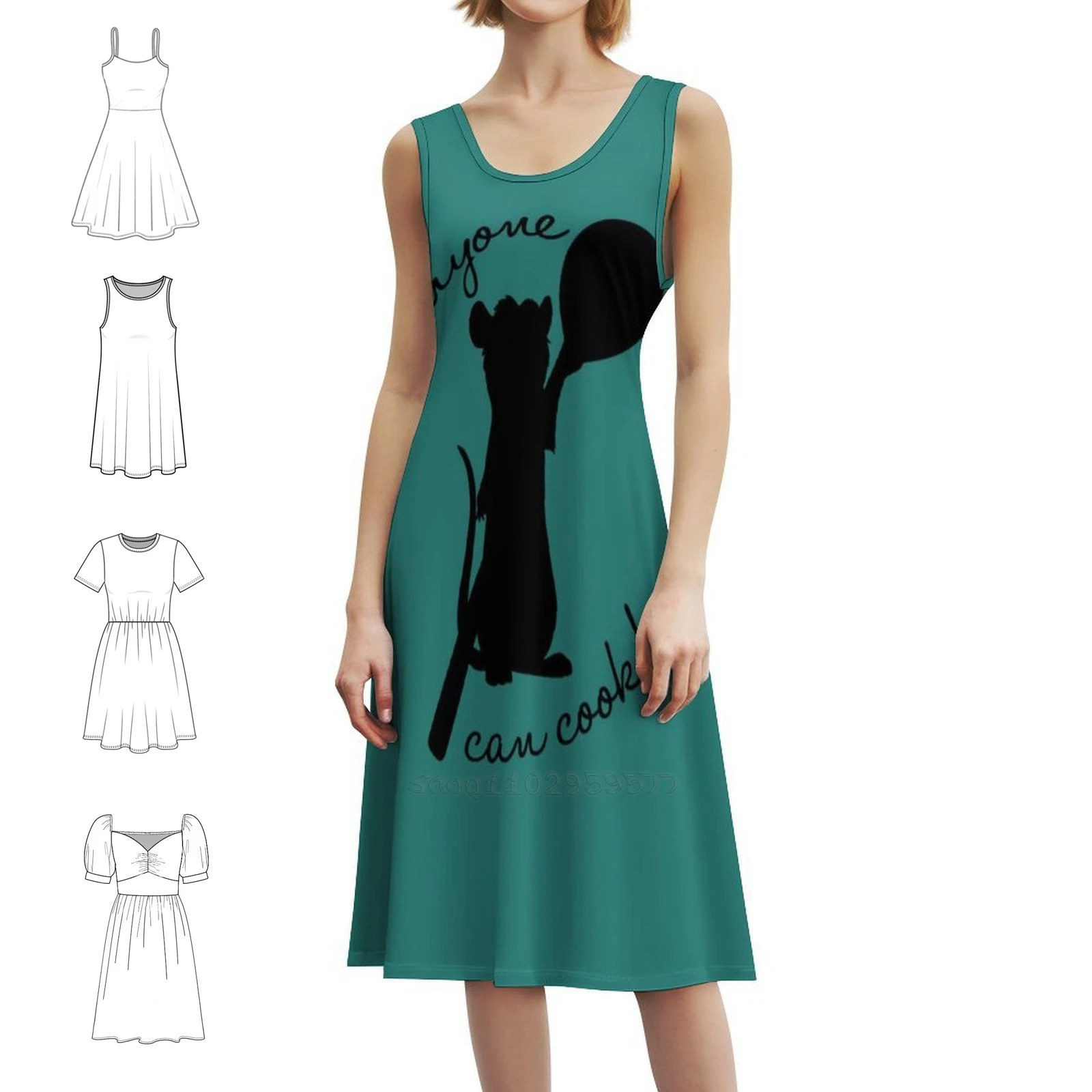 يمكن لأي شخص الطبخ! فستان نسائي للحفلات ملابس الشارع العصرية ملابس النادي المطبوعة للإناث فستان الرسوم المتحركة Ratatouille Remy Linguini #1