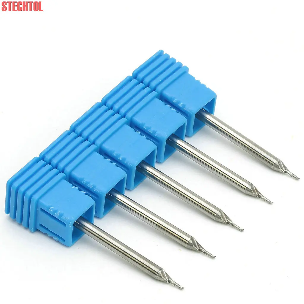 0.8-2.5mm Shank-3.175mm Simple Flûte Fraise En Bout Gravure Cutter Micro Carbure CNC Outil Spirale CNC Routeur Bit pour la Coupe Acrylique