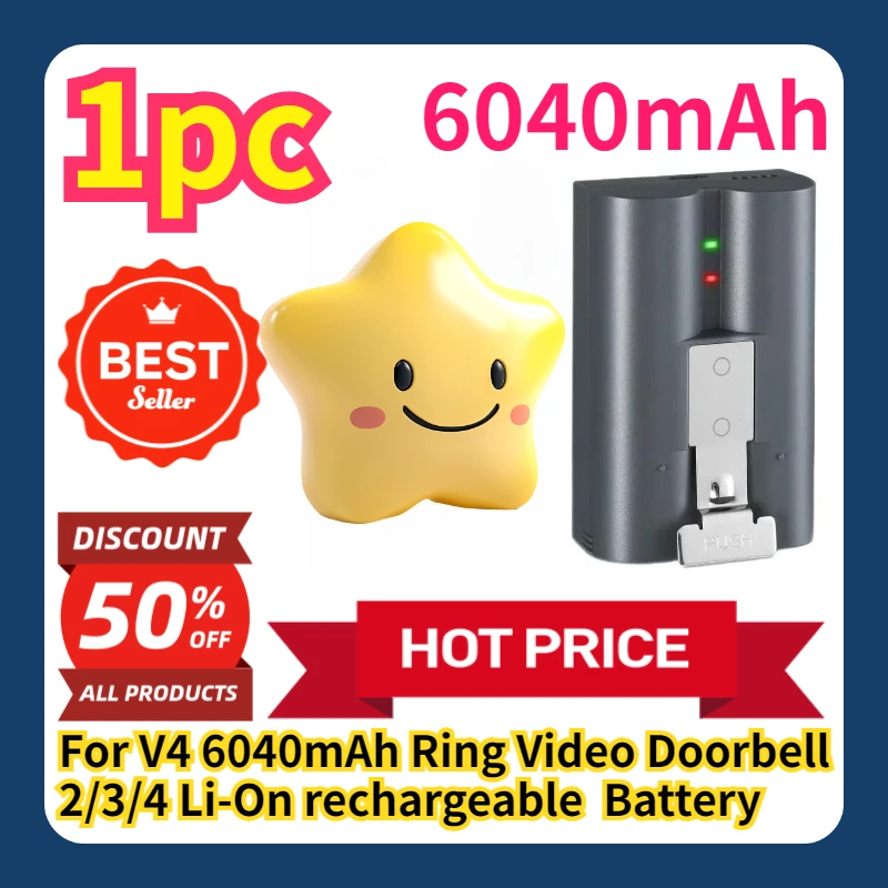

For V4 6040mAh Ring Video Doorbell 2/3/4 Li-On rechargeable Battery