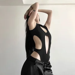 Europe and America INS Openwork Jumpsuit Sleeveless Fashion Personality Original Design Sexy Spice Girl Backless Leisure Inside.
