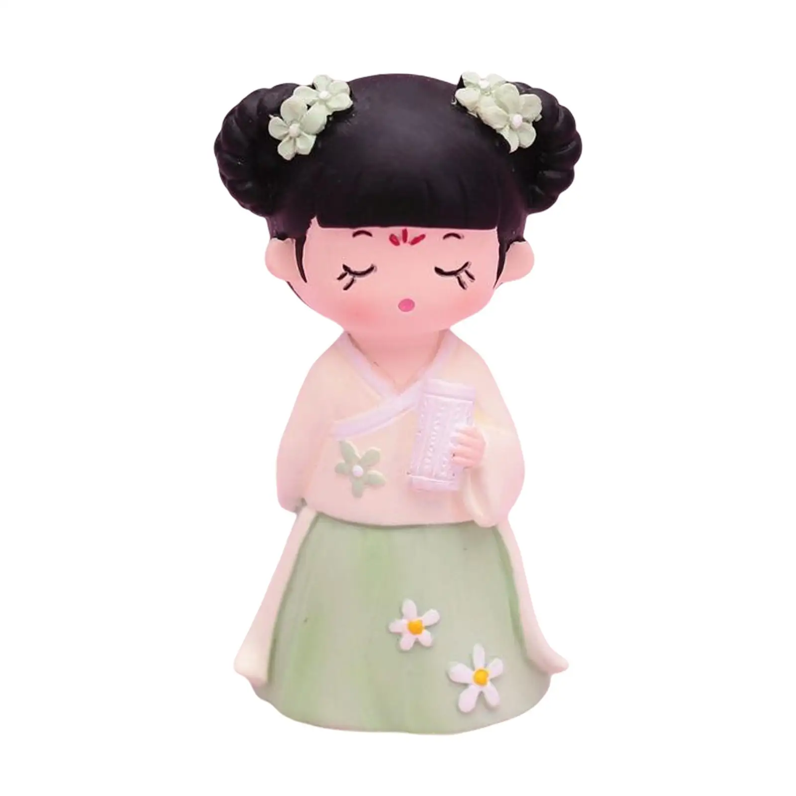 Bambola Cinese in Resina, Miniatura con Abito Hanfu, Decorazione per Libreria, Camera da Letto e Casa delle Bambole