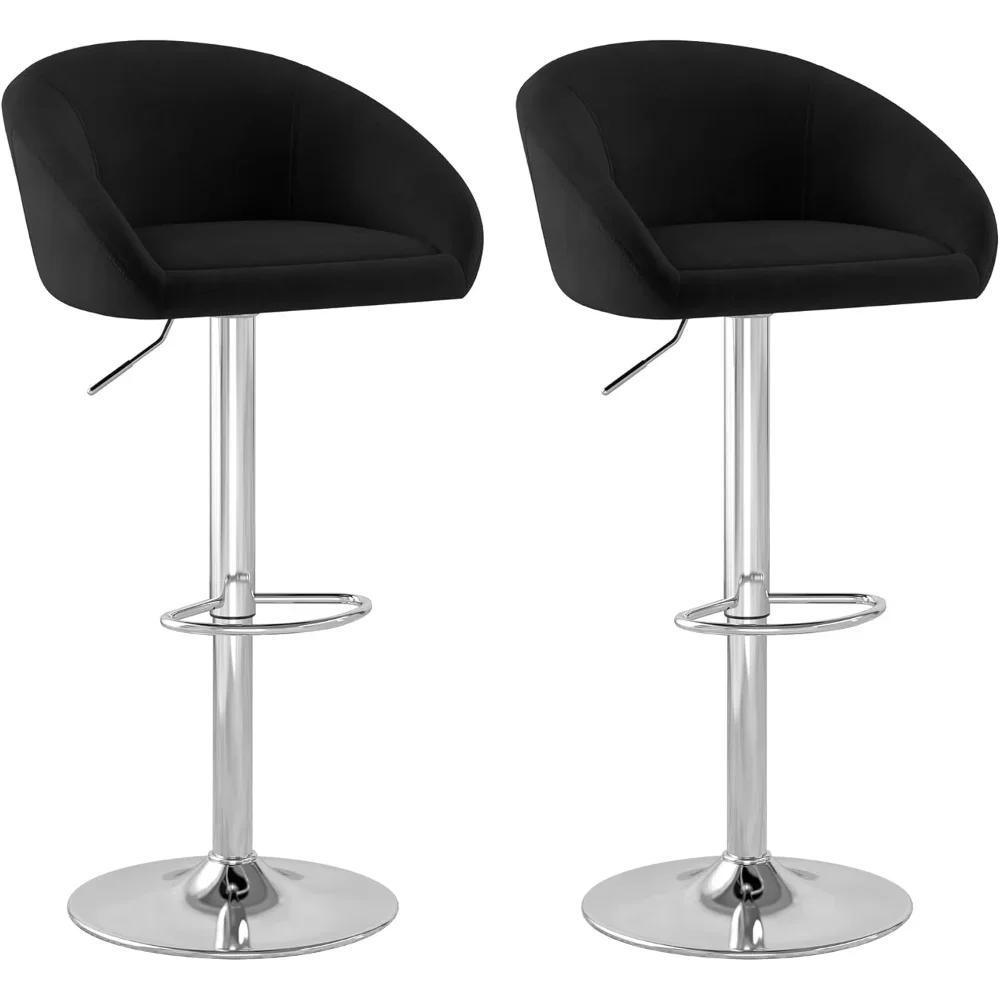 

Velvet Bar Stools Set of 2, Counter Height Bar Stools with Low Back, Swivel Barstool