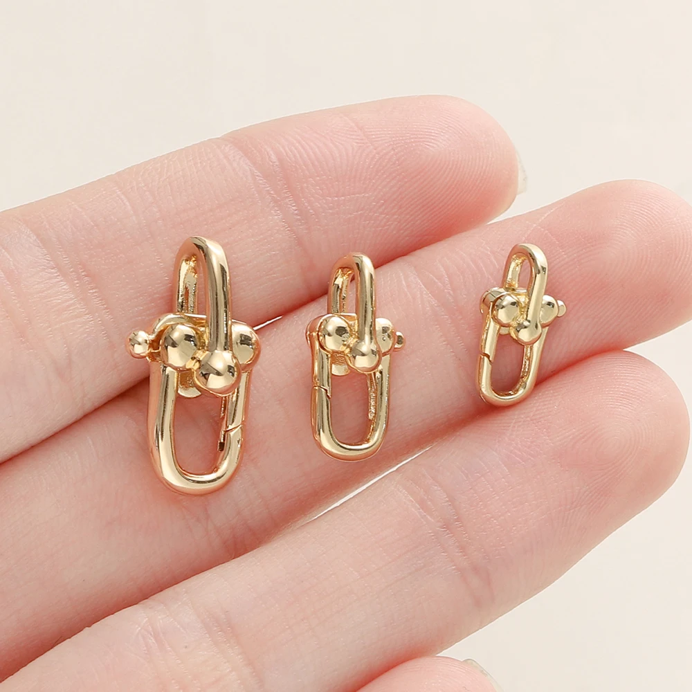 2 개/갑 14/18K 골드 도금 스프링 Clasps DIY 쥬얼리 팔찌에 대 한 황동 U 모양 랍스터 걸쇠 커넥터 액세서리 만들기