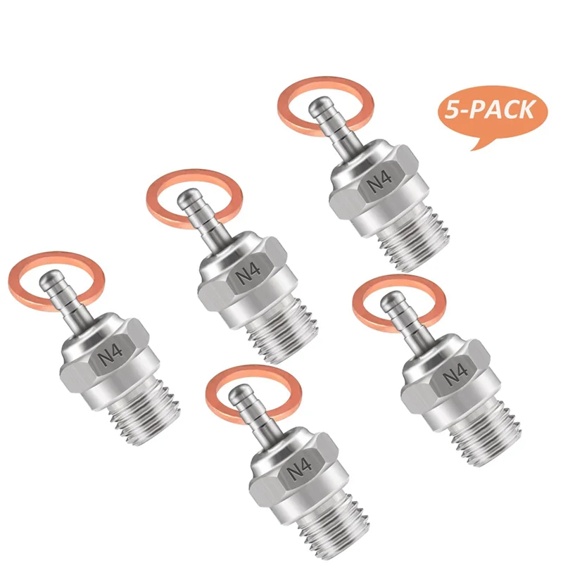 ABTC-5Pcs Hot Glow Plug N4 Spark Nitro Engine Replacement Parts Accessories OS For HSP HPI Redcat 1/8 1/10 RC Car Truck