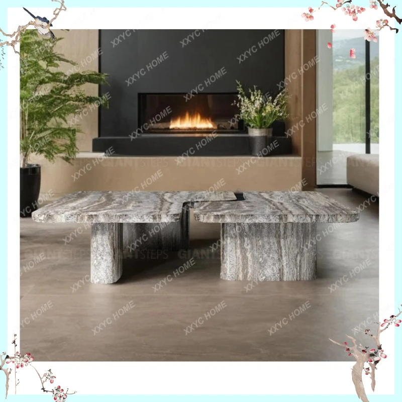 X-S Natural Marble Coffee Table Living Room Light Luxury High-end Home Creative Splicing Luxury Stone HG