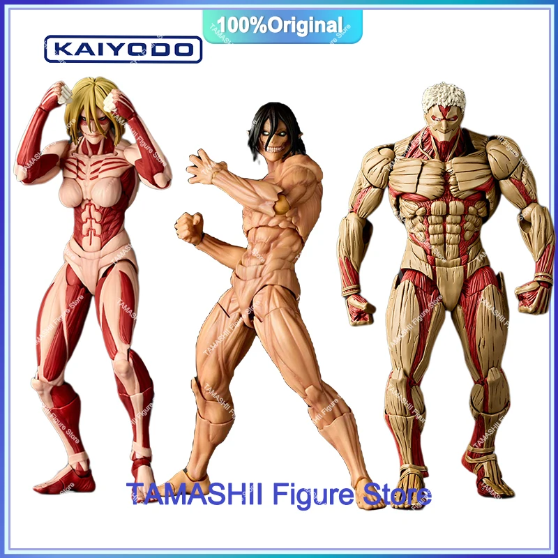 Original KAIYODO Revoltech AMAZING YAMAGUCHI Attack On Titan Eren Jaeger Armored Titan Female Titan PVC Action Figures Model Toy