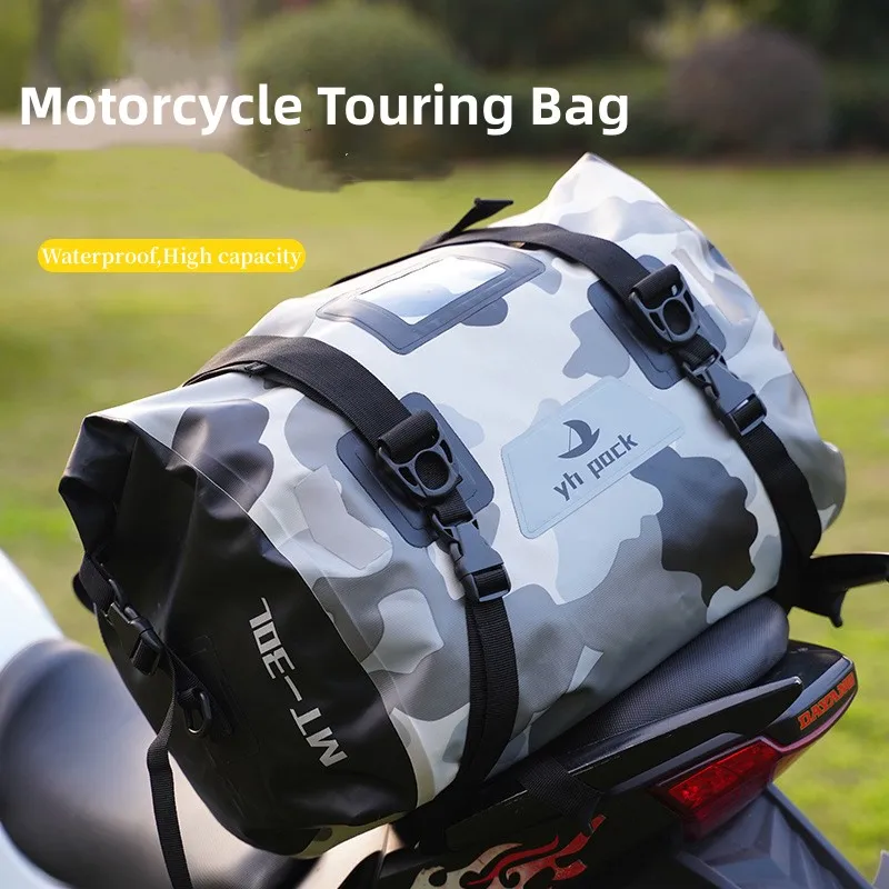 Waterproof motorcycle travel bag yellow suitcase PVC material large capacity off-road saddle bag 30L-66L motorcycle backpack