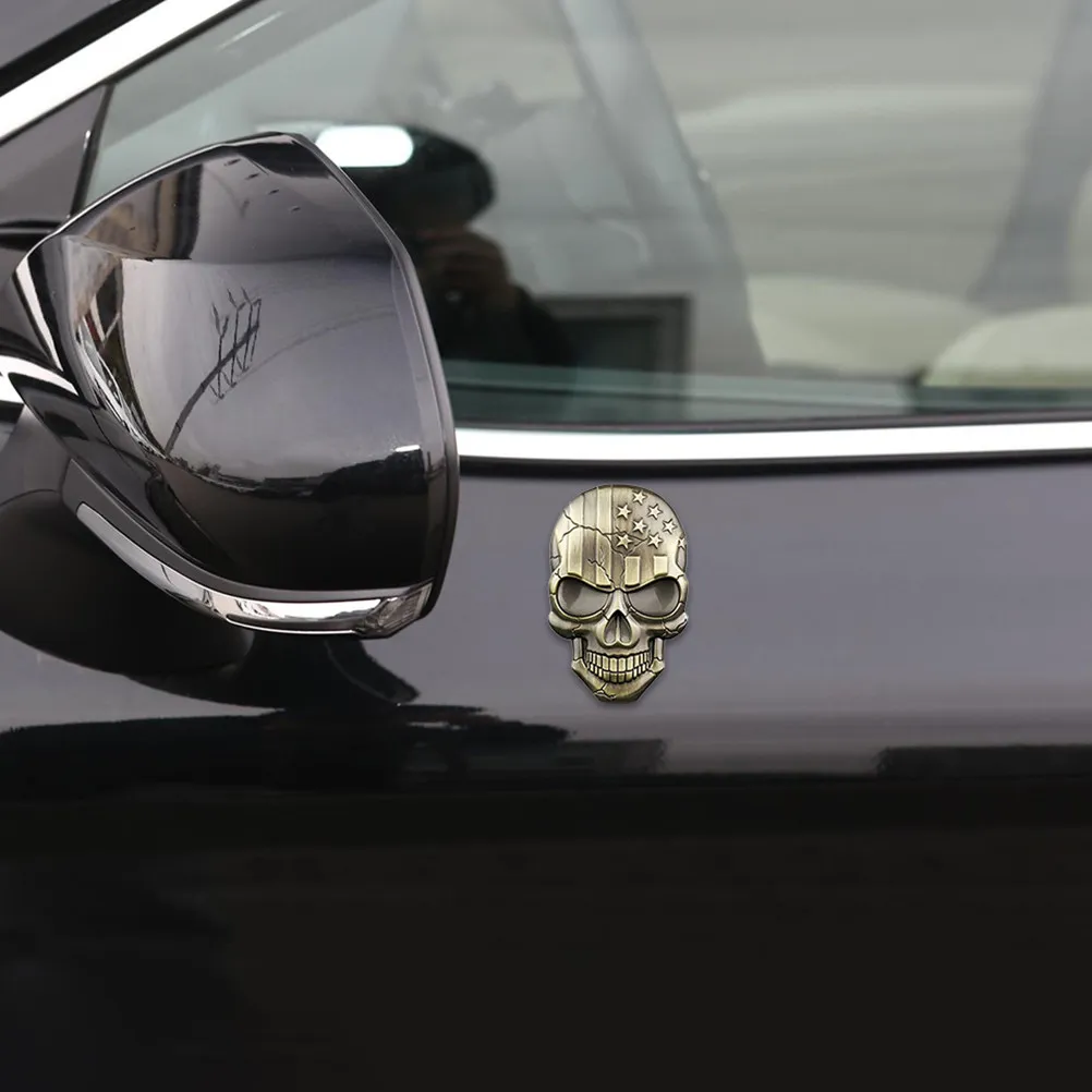 1Pcs 3D Car Emblem Zinc Alloy Skull Car Badge Stylish Modern Vehicle Logo Decor for Bumper Trunk Door Bonnet Truck Accessories
