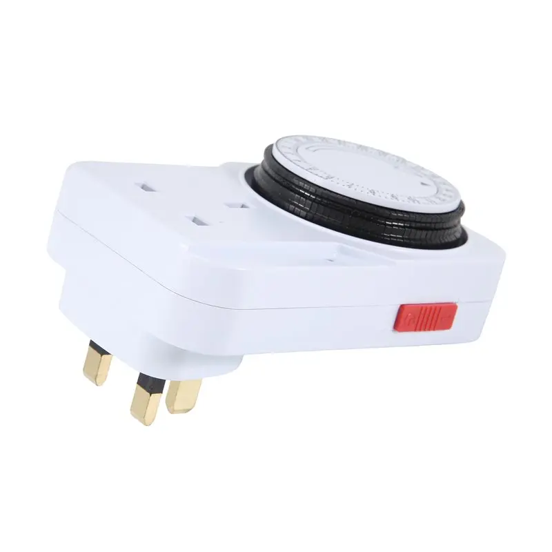 24-Hour Segmented Timer Switch-Energy-Saving Plug Timer Socket Kit-With Programmable Time Controller 3-Pin Plug UK Plug-AA26