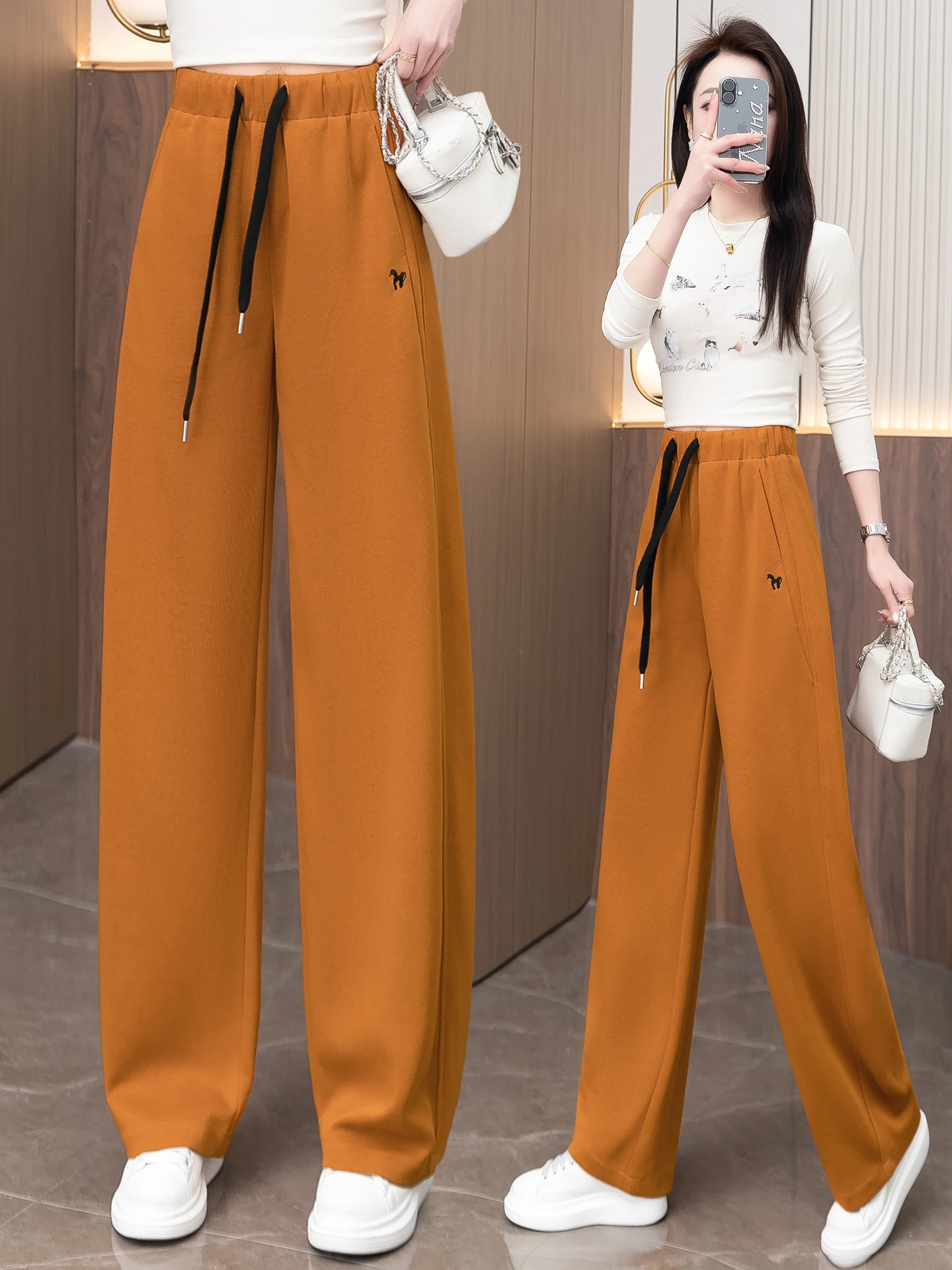 

Женские широкие брюки-бананы с высокой талией, весенне-осенние, повседневные, свободные, удобные спортивные штаны в стиле Dream Wisdom