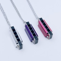 Kids 4-hole 8-tone Necklace Harmonica Mini Metal Harmonica Kids Music Toy High Quality Mouth Organ Woodwind Musical Instrument