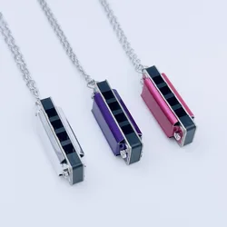 Kids 4-hole 8-tone Necklace Harmonica Mini Metal Harmonica Kids Music Toy High Quality Mouth Organ Woodwind Musical Instrument