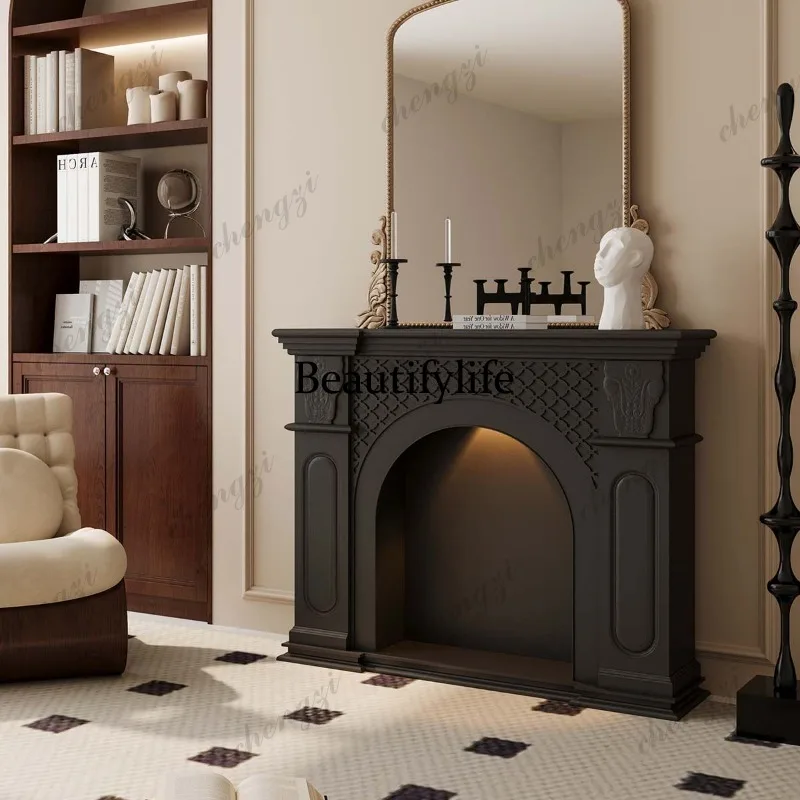 French fireplace elegant wind fireplace cabinet carving art style living room European decorative cabinet modern